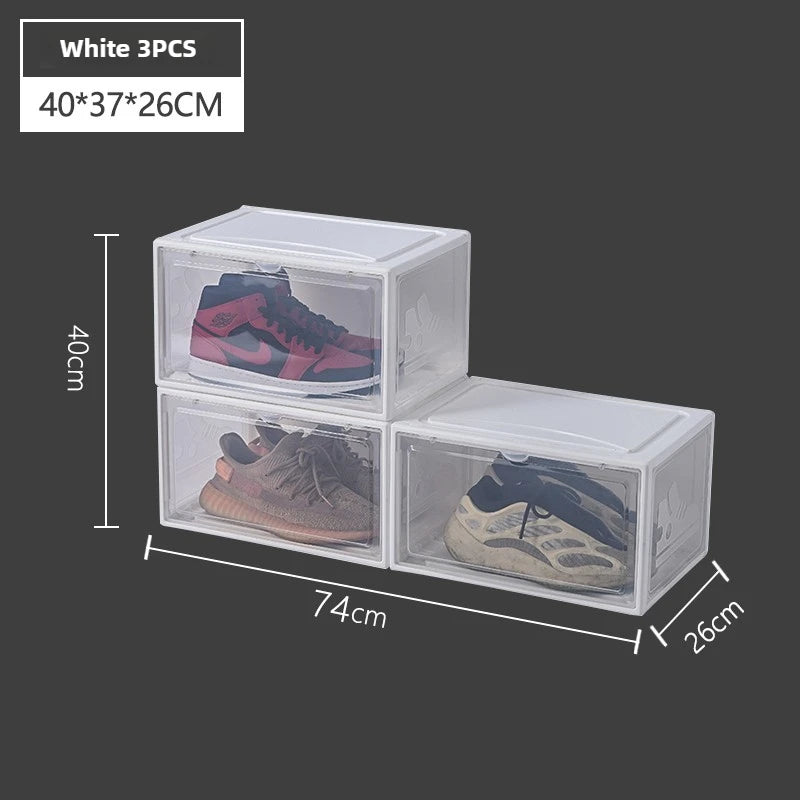 AJ Sneaker High-top Shoes Organizer Boxes Transparent Shoe Storage Box Stackable Cabinet Dustproof Shoes Organizers Shoerack