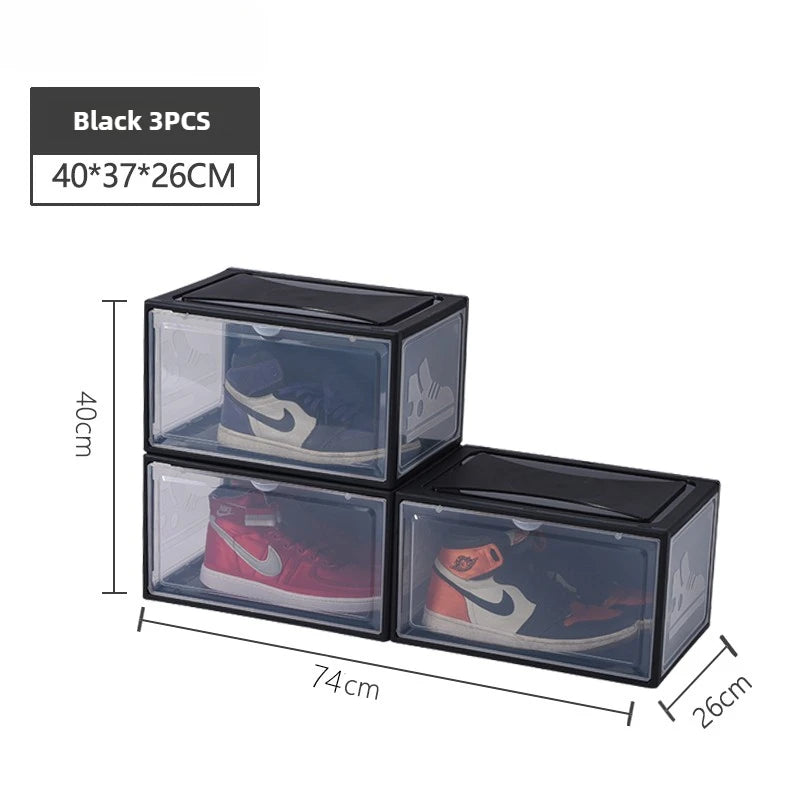 AJ Sneaker High-top Shoes Organizer Boxes Transparent Shoe Storage Box Stackable Cabinet Dustproof Shoes Organizers Shoerack