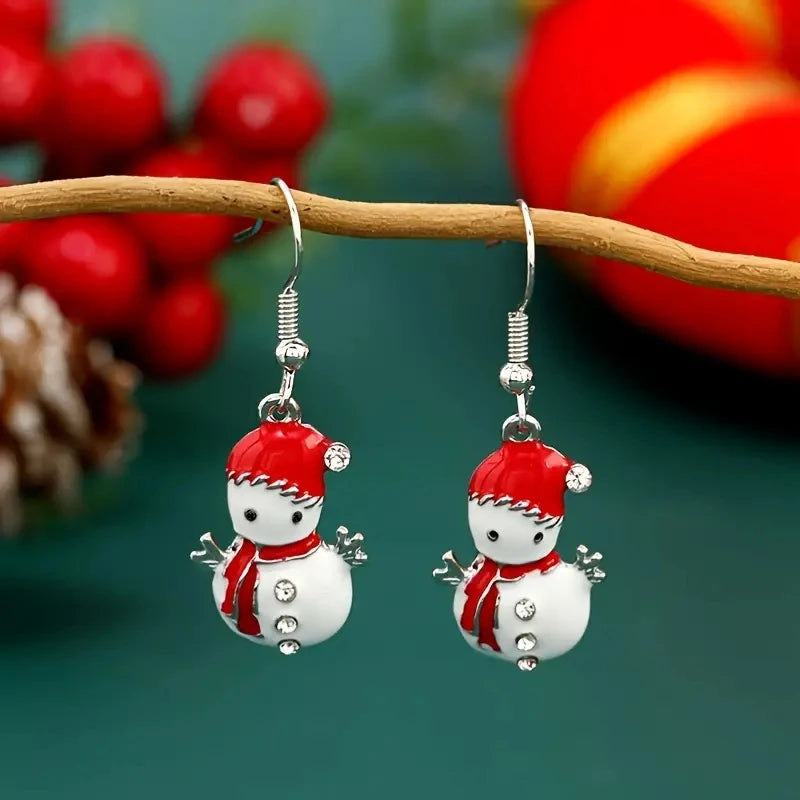 Merry Christmas Fashion Snowflake Boots Long Tassel Dangle Earrings For Women Shiny Zircon Snowman Xmas Tree Earring Jewelry