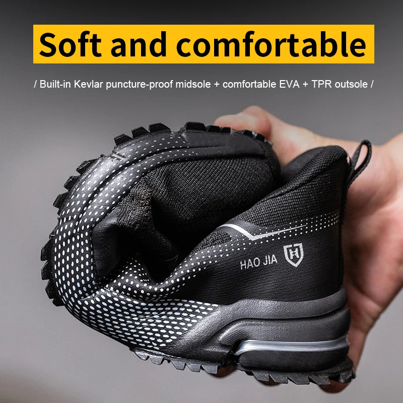 ZLMY Fashion Safety Shoes Men Steel Toe Sneaker Puncture Proof Work Boots Anti-smash Man Safety Boots Male Industrial Work Shoes