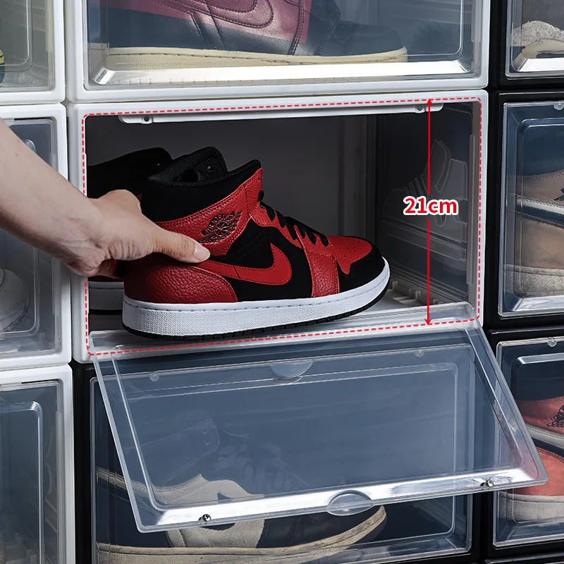 AJ Sneaker High-top Shoes Organizer Boxes Transparent Shoe Storage Box Stackable Cabinet Dustproof Shoes Organizers Shoerack