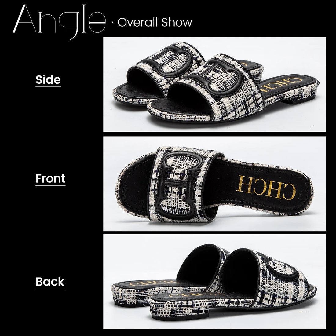 CHCH Women's Slippers New Fabric Fashion Flat Sandals Business Banquet Women's Shoes