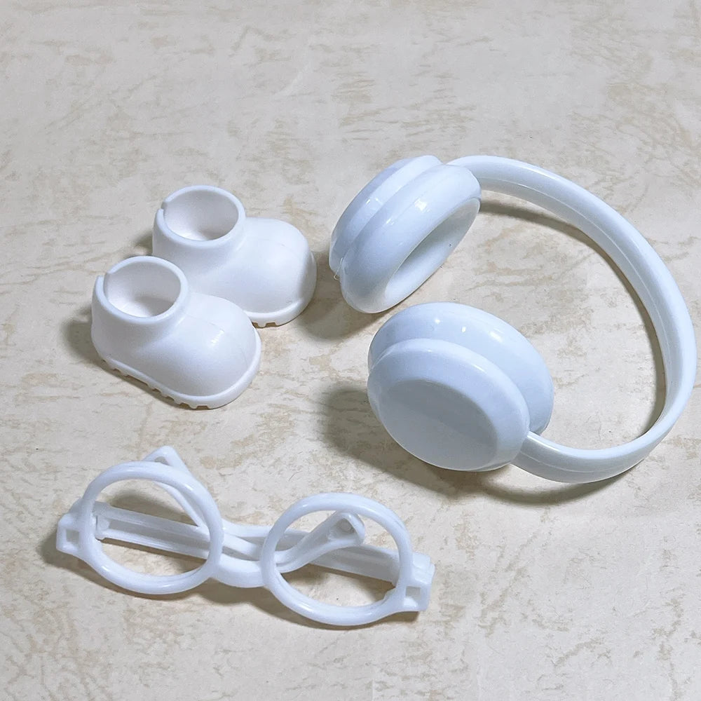 Doll Accessories Rainbow Rain Boots Earphones Glasses Three Piece Set for 17cm Labubu Doll Clothing Accessories