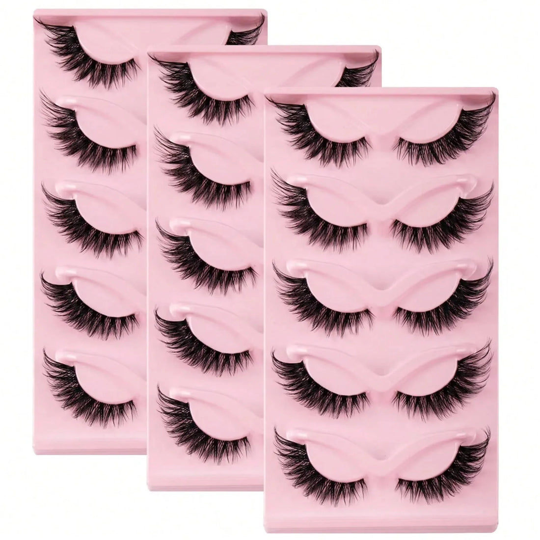 15Pairs/3Pack Cat eye Eyelashes 3D Natural False Lashes Fluffy Soft Cross Clear Band Lashes Manga Lashes Wispy Eyelash Makeup