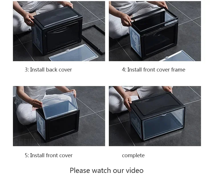AJ Sneaker High-top Shoes Organizer Boxes Transparent Shoe Storage Box Stackable Cabinet Dustproof Shoes Organizers Shoerack