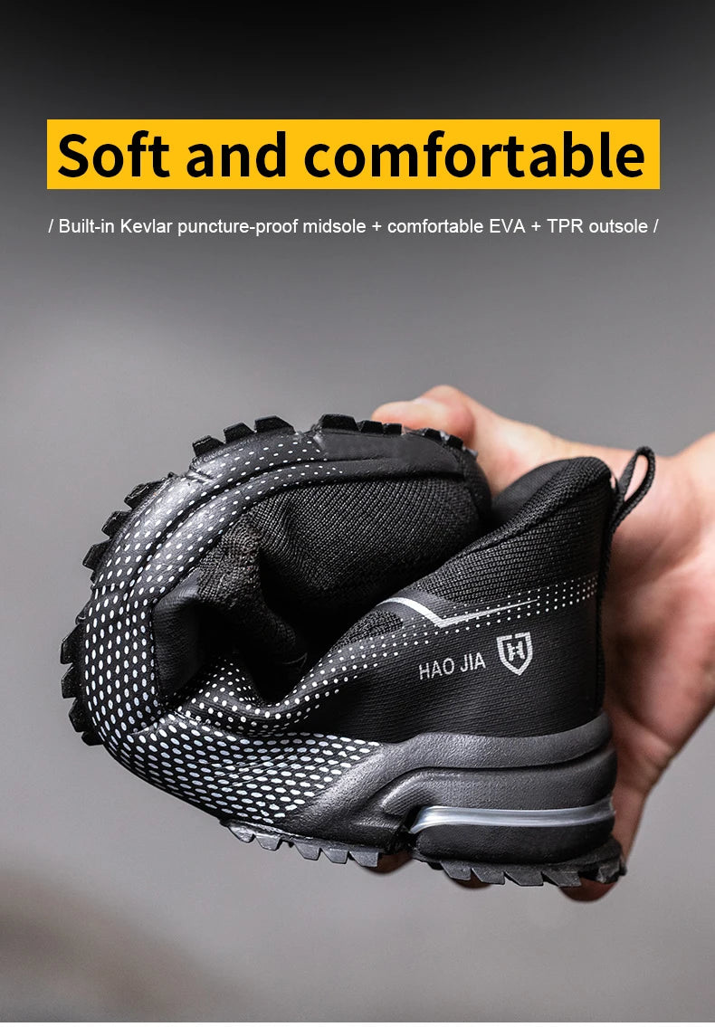 ZLMY Fashion Safety Shoes Men Steel Toe Sneaker Puncture Proof Work Boots Anti-smash Man Safety Boots Male Industrial Work Shoes