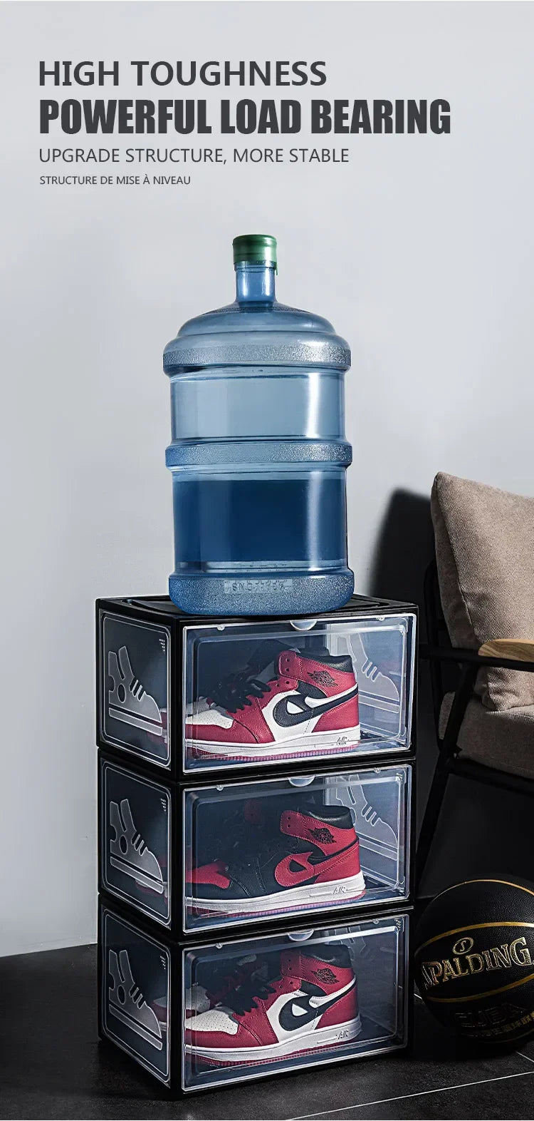 AJ Sneaker High-top Shoes Organizer Boxes Transparent Shoe Storage Box Stackable Cabinet Dustproof Shoes Organizers Shoerack