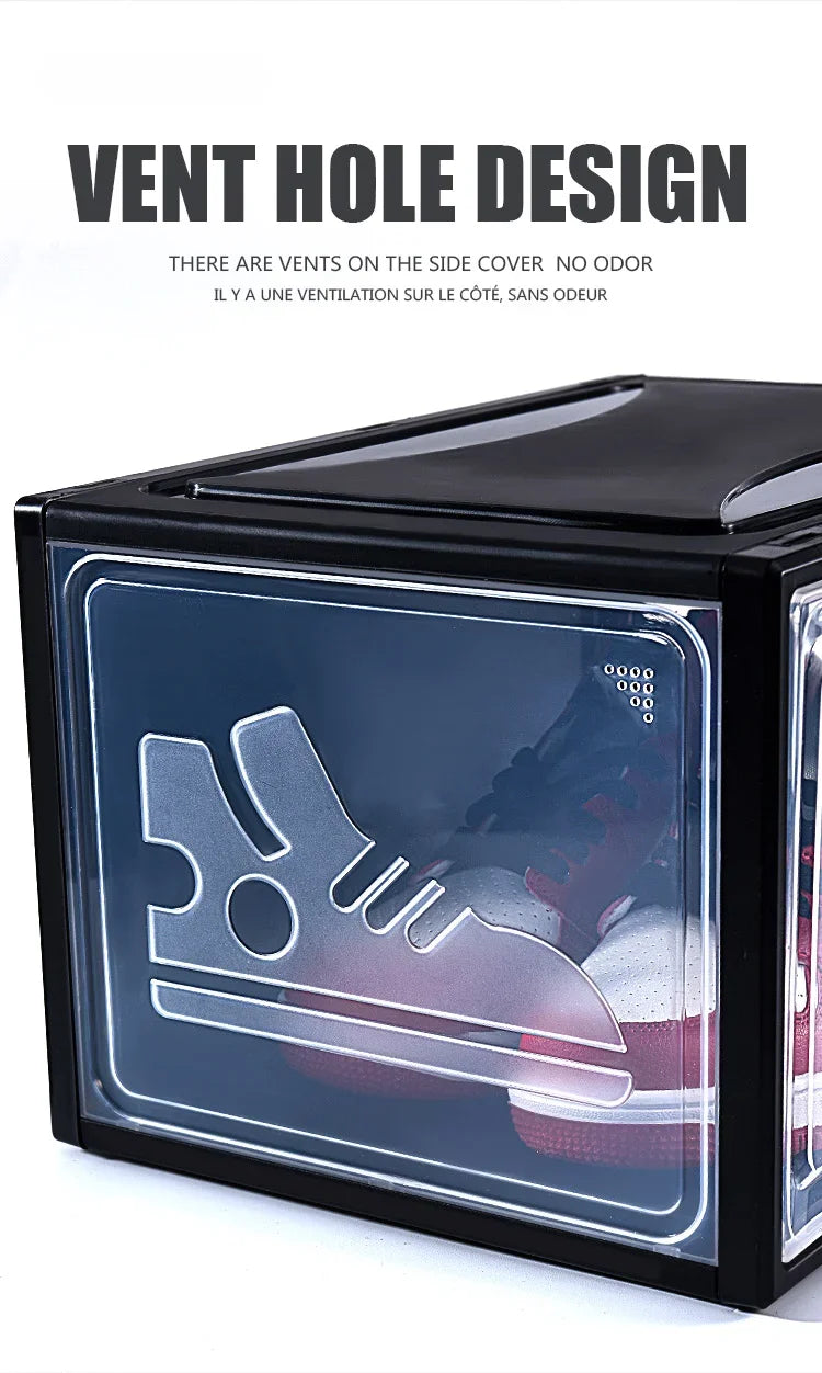 AJ Sneaker High-top Shoes Organizer Boxes Transparent Shoe Storage Box Stackable Cabinet Dustproof Shoes Organizers Shoerack
