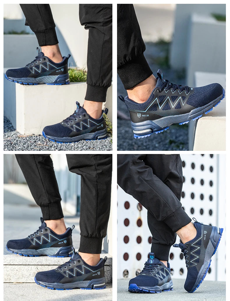 ZLMY Fashion Safety Shoes Men Steel Toe Sneaker Puncture Proof Work Boots Anti-smash Man Safety Boots Male Industrial Work Shoes