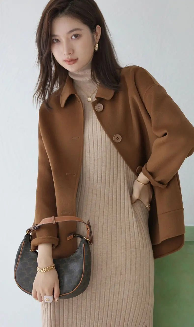 Woolen Coat Women's Short Autumn Winter Versatile Relaxed Petite