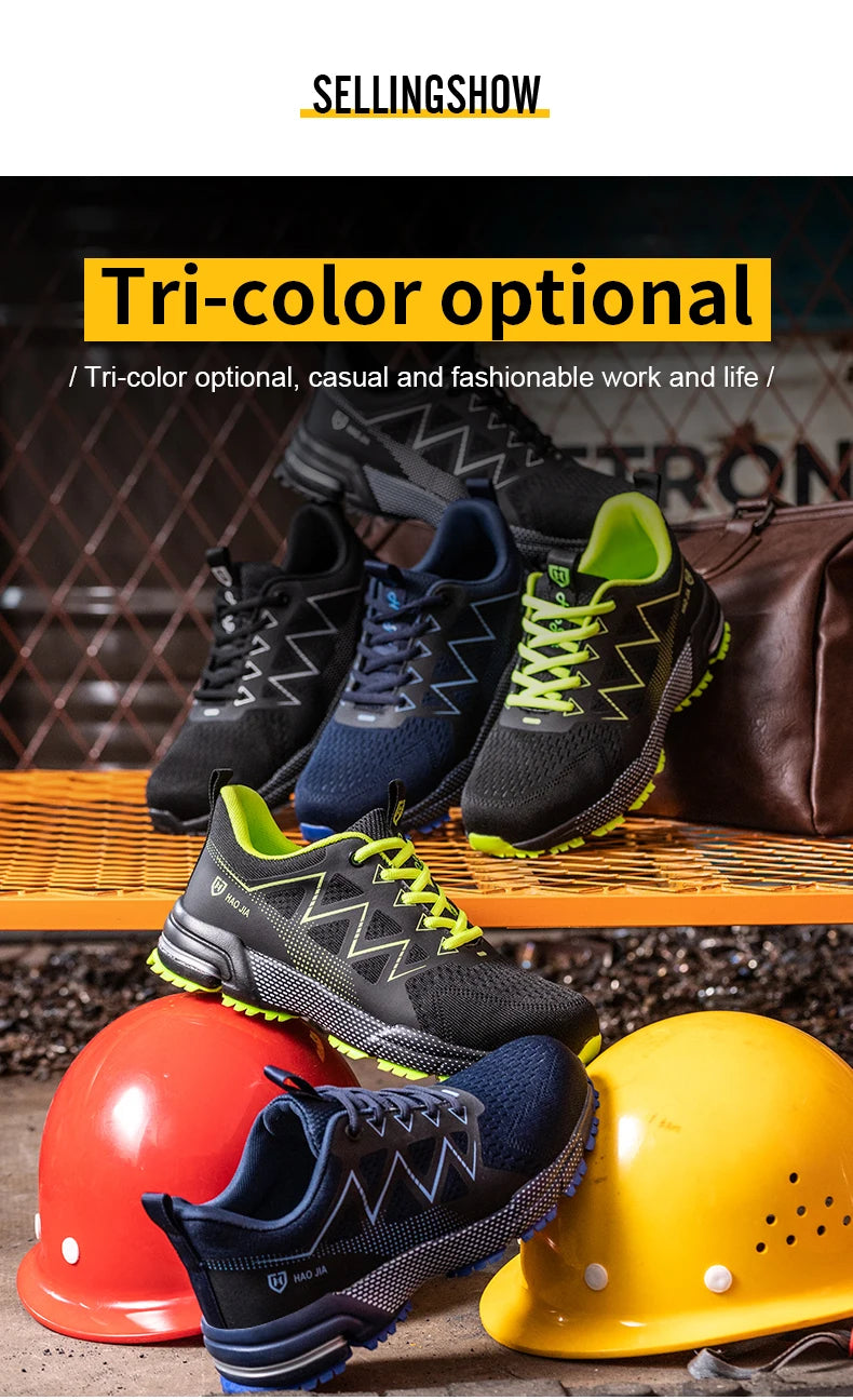 ZLMY Fashion Safety Shoes Men Steel Toe Sneaker Puncture Proof Work Boots Anti-smash Man Safety Boots Male Industrial Work Shoes