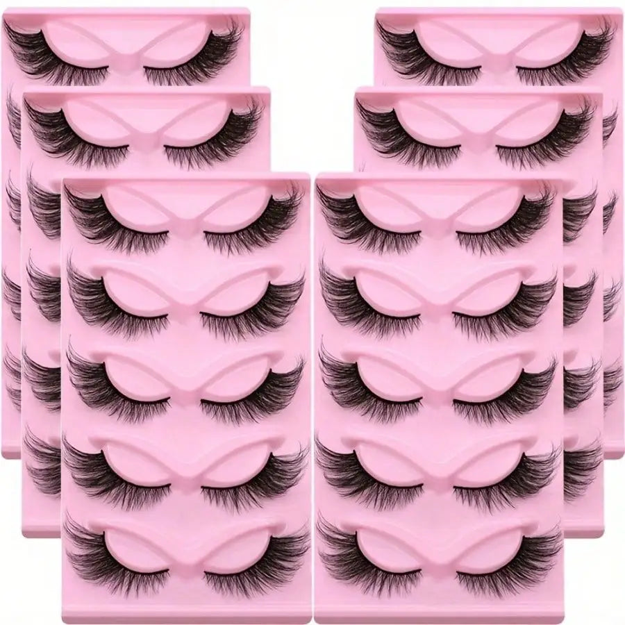 30Pairs/6Pack Cat Eye Lashes Long Lashes Cat Eye Look Wispy Lashes Eye End Elongated Strip Thick False Eyelashes