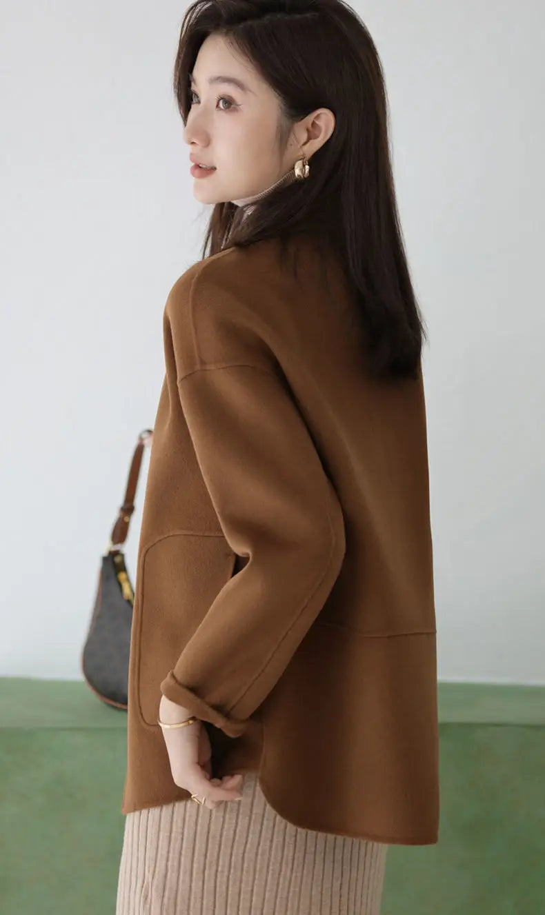 Woolen Coat Women's Short Autumn Winter Versatile Relaxed Petite
