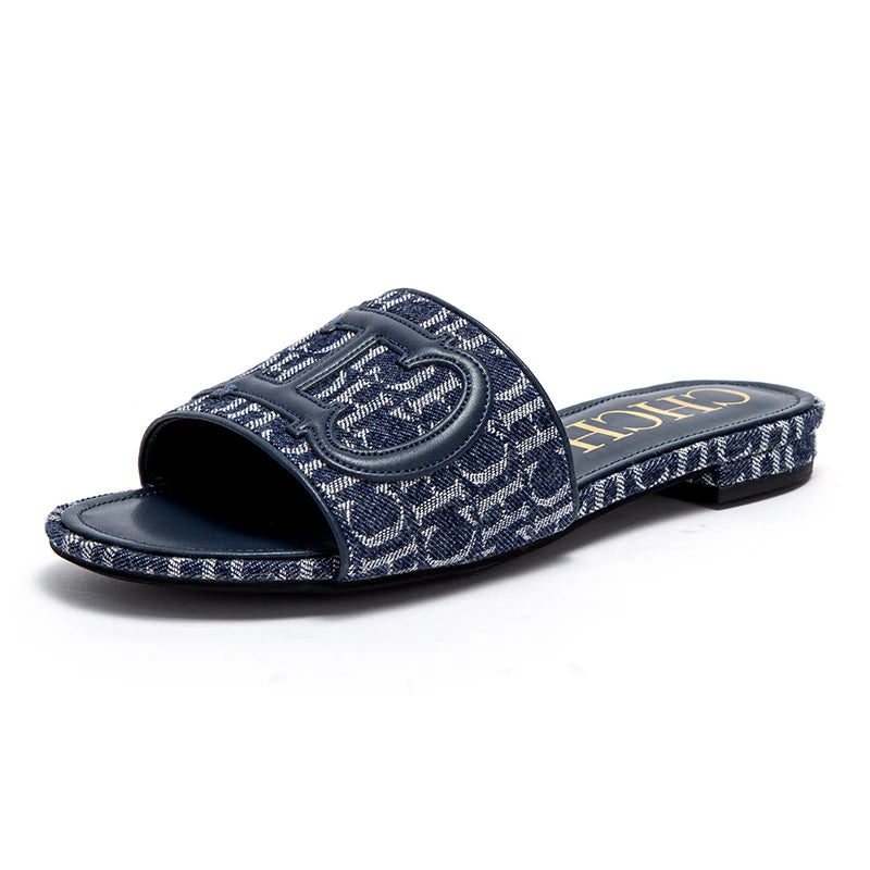 CHCH Women's Slippers New Fabric Fashion Flat Sandals Business Banquet Women's Shoes