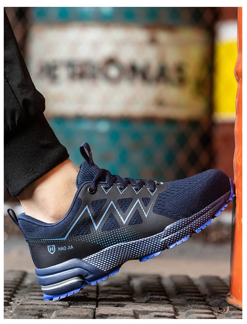 ZLMY Fashion Safety Shoes Men Steel Toe Sneaker Puncture Proof Work Boots Anti-smash Man Safety Boots Male Industrial Work Shoes