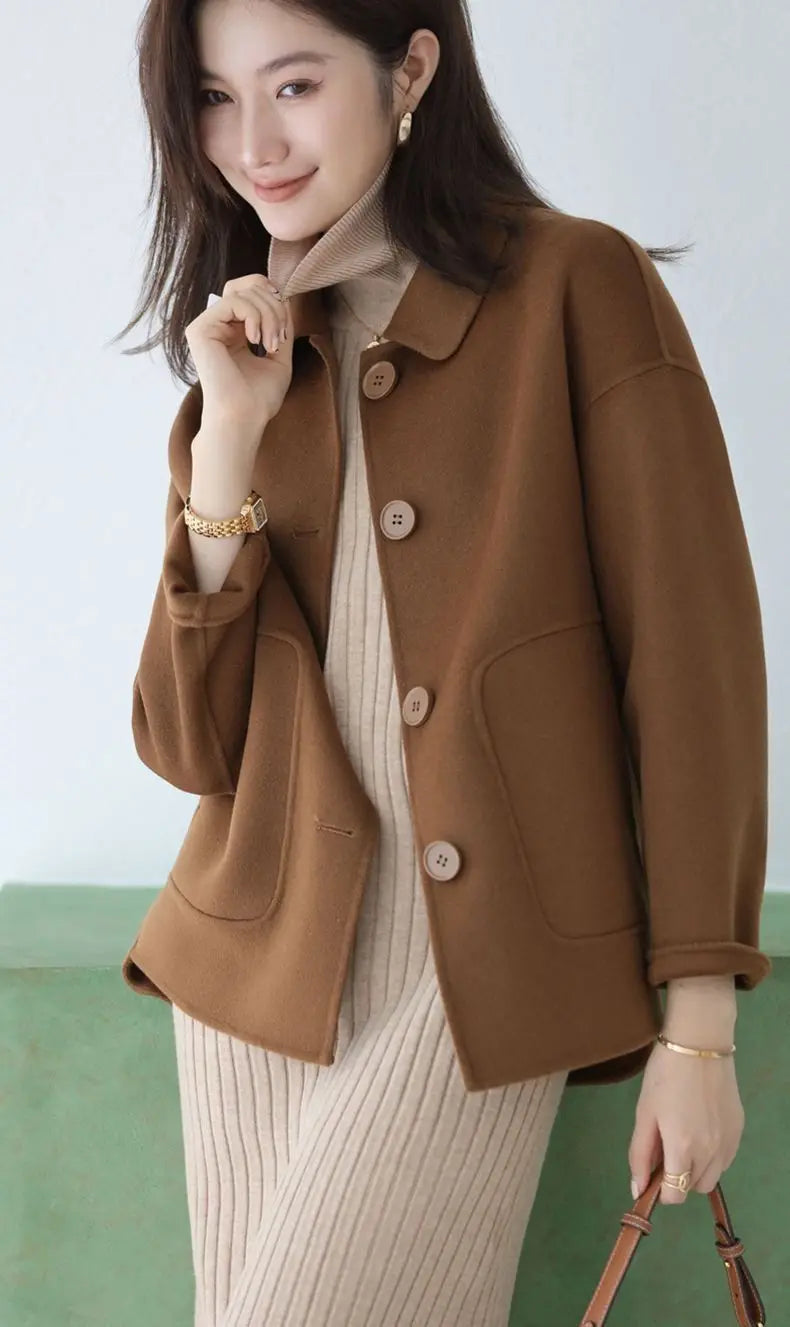 Woolen Coat Women's Short Autumn Winter Versatile Relaxed Petite
