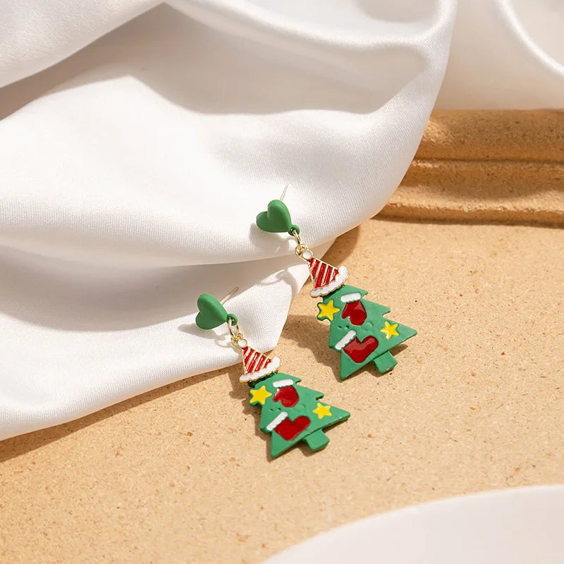 Merry Christmas Fashion Snowflake Boots Long Tassel Dangle Earrings For Women Shiny Zircon Snowman Xmas Tree Earring Jewelry