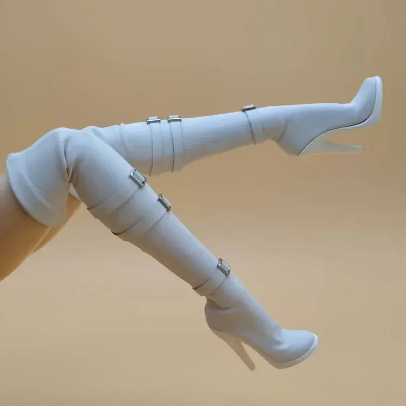 Tbleague 1/6 Scale Female Soldier High-Heeled Shoes Neal Mechanical Era Leather Boots Model for 12in Action Figure Toy