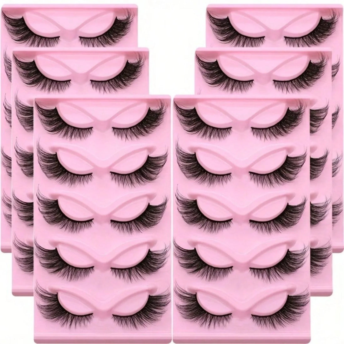 30Pairs/6Pack Cat Eye Lashes Long Lashes Cat Eye Look Wispy Lashes Eye End Elongated Strip Thick False Eyelashes